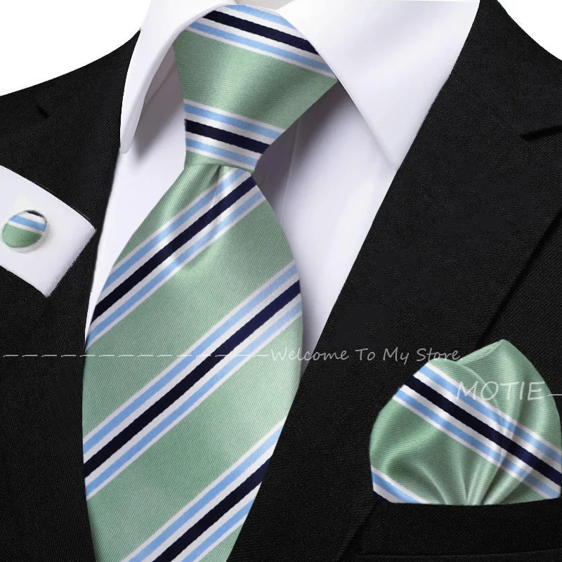 Classic Striped Jacquard Tie Set Include Purple Polyester Pocket Square As Daily Wear Party Wedding Stylish Accessories Gift 260208