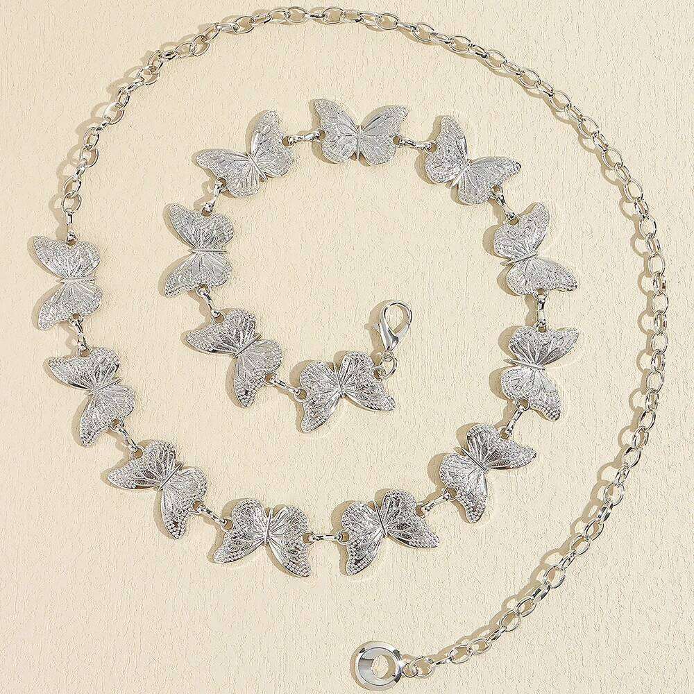 New butterfly waist Metal chain denim skirt accessories fashion everything with one outfit X260209