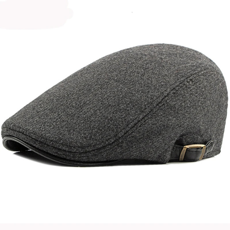 HT2888 Berets Men High Quality Autumn Winter Wool Hat Striped Flat Cap Artist Painter Hat Male Adjustable Beret Cap 260205