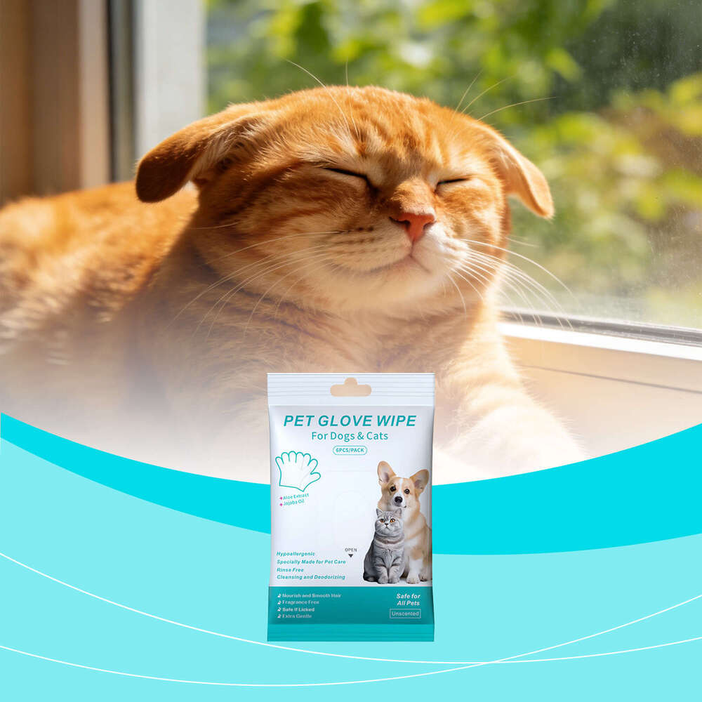 AMZ Pet Glove Wipes Universal for Cats and Dogs Convenient Cleaning No-Rinse Clean Soft Skin-Friendly Care