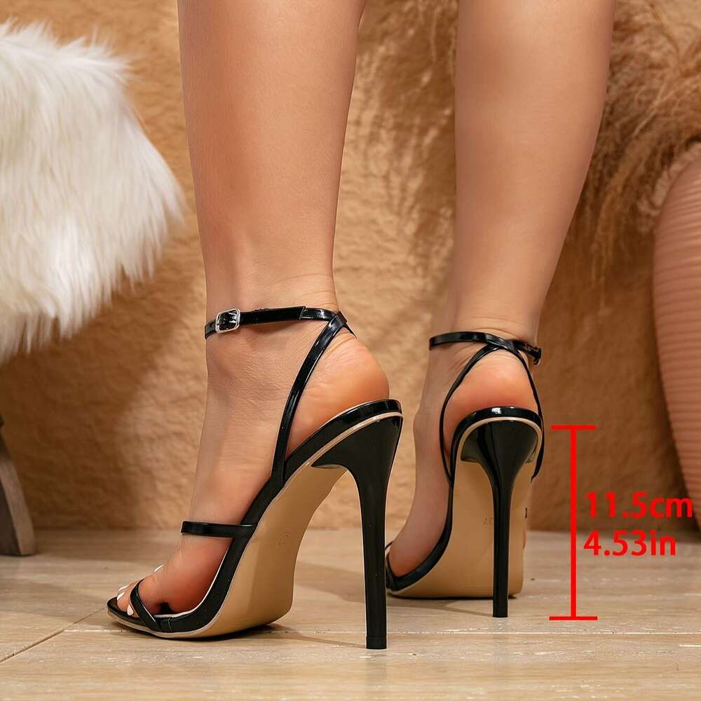 Ladies Stylish Sexy Black Strappy High Heeled Sandals With A Square Toe For Parties And Outings Women Shoes MOJIDASHU
