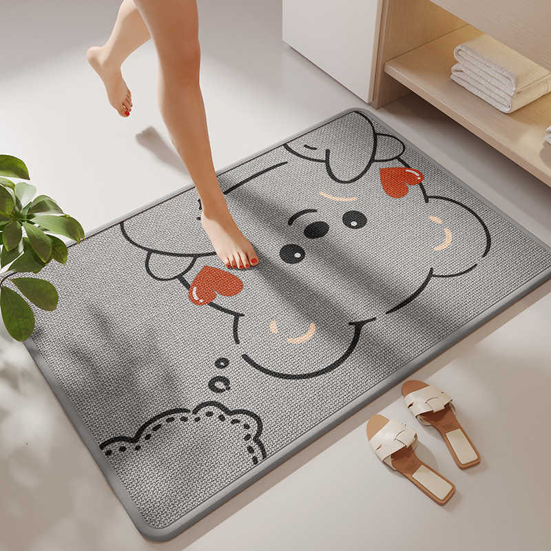 Cartoon bathroom absorbent floor mat fun non-slip mat for bathroom entrance quick-drying carpet for home toilet S260207