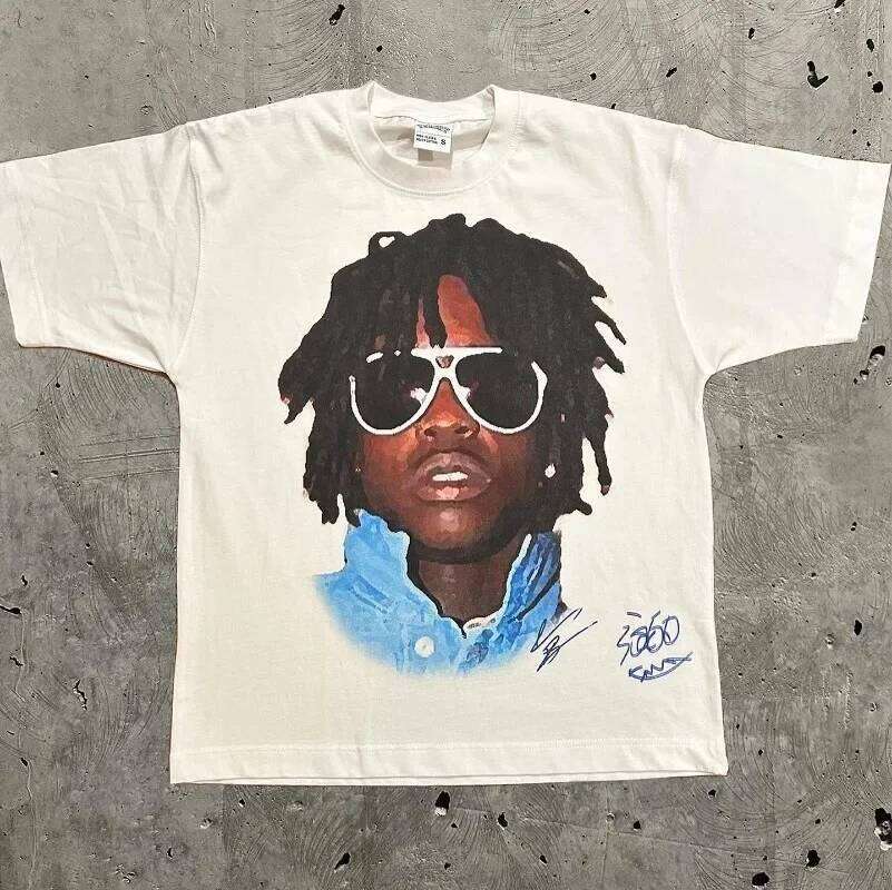 Y2k Europe and The United States New Summer Men T-shirt Portrait Printed Harajuku Hip Hop Personality Fashion Couple Shirt X260209