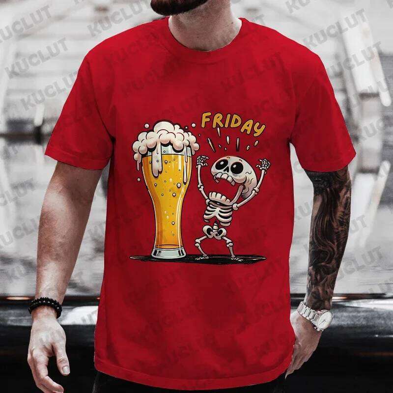 2026 New Men's T Shirt Enjoying FRIDAY Day Tees Men T-Shirt Finally Friday for Beer Lovers Male Clothes Short Sleeve Tops X260209