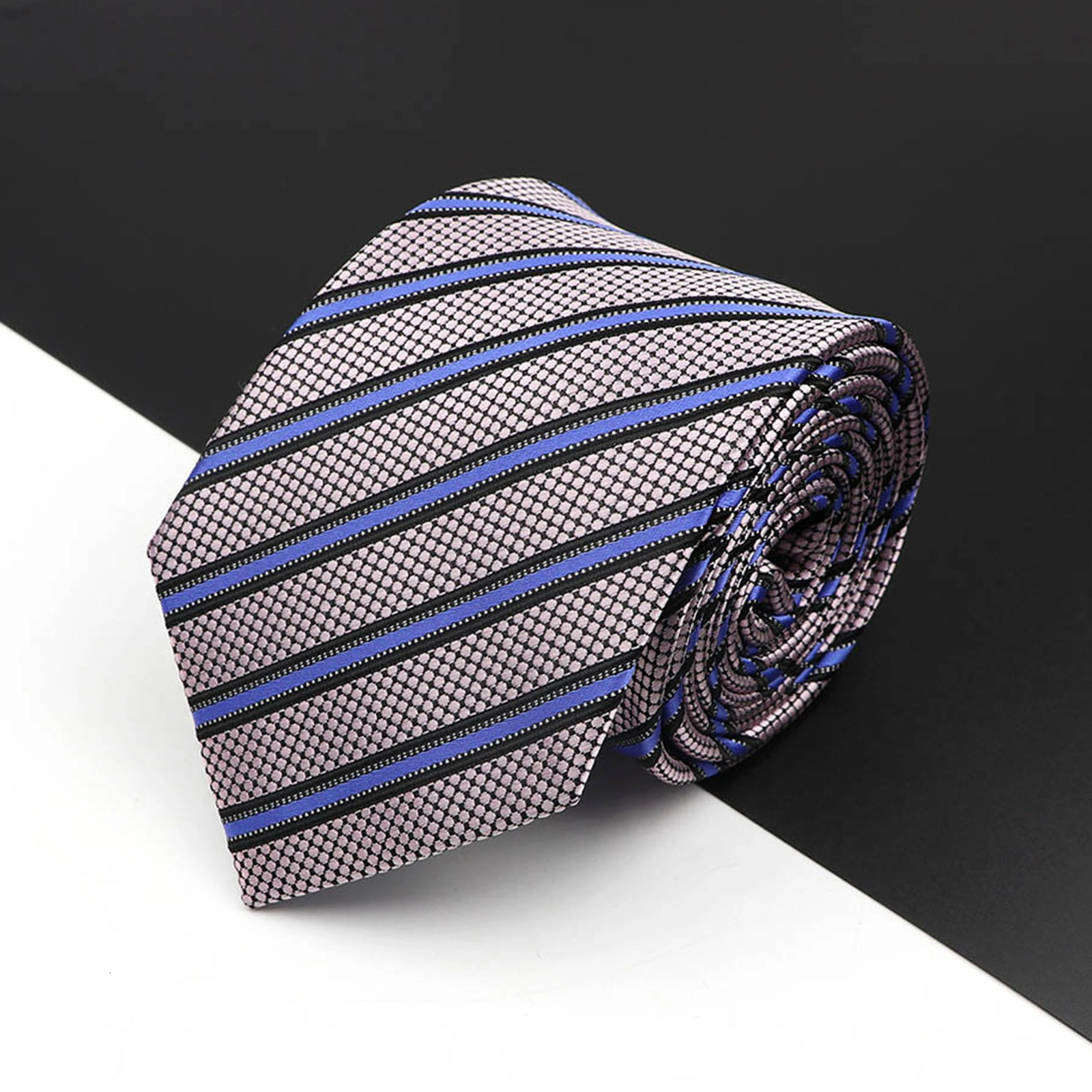 Mens Tie Fashion Classic Polyester Stripe Paisley Red Blue Purple Wedding Party Business 8cmJacquard Woven Necktie 260208