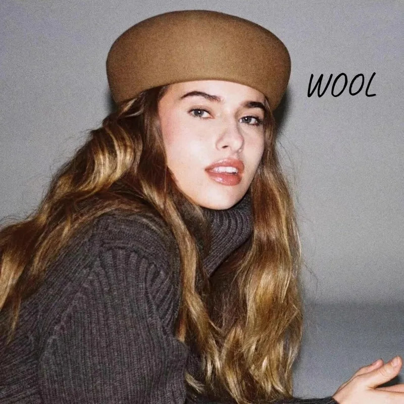 Britain Elegant 100 Wool Felt Blocked Berets for Women Kids Bread Pumpkin Fedoras Ladies Autumn Winter Simple Painter Hat 260205