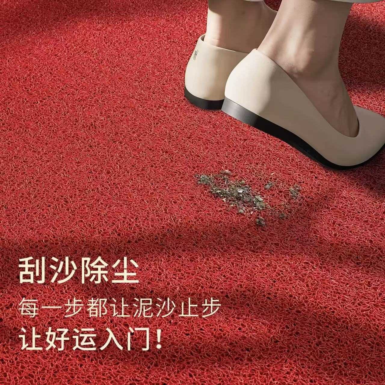 Entrance Door Mat for Safe Entry Silk Loop Doormat for Indoor and Outdoor Use Red Carpet for Entrance Hallway S260207