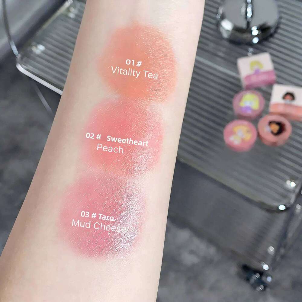 Gege Bear Cushion Blush Tea Peach Color, Natural Rosy Cheeks Makeup for Women, Valentine's Day Gift, Long Lasting & Portable Cos 26L0209