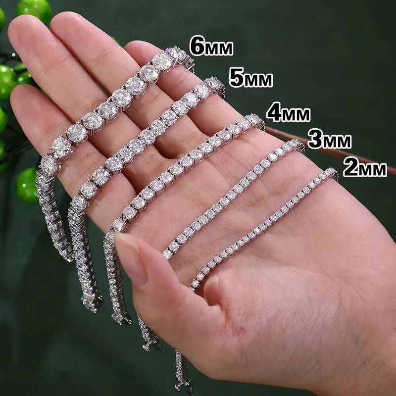 2026Gra Vvs Cluster Wholesale Round Cut 2mm 3mm5mm 4mm Bracelet 925 Sterling Silver Necklace Moissanite Tennis Chain Sparkle