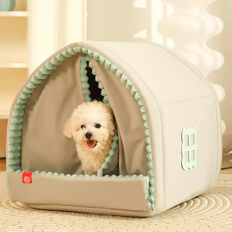 Winter warm small dog kennel enclosed pet dog house winter dog bed cat tent Small pet winter winter closed warm house cleaning cat dog four seasons un