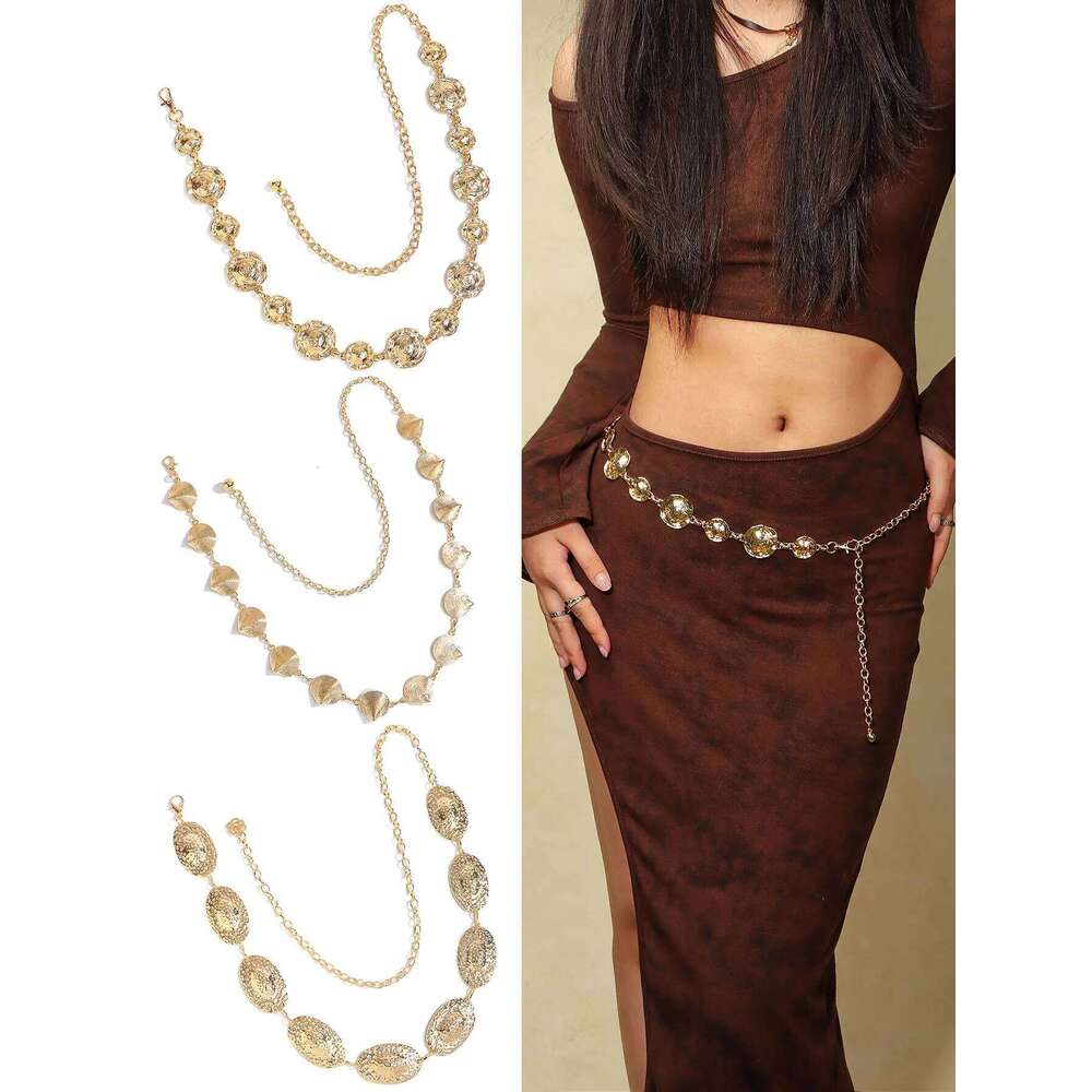 1pc Fashion Elegant Metal Women's Waist Chain Versatile High-End Feeling Dress Belt Accessory X260209