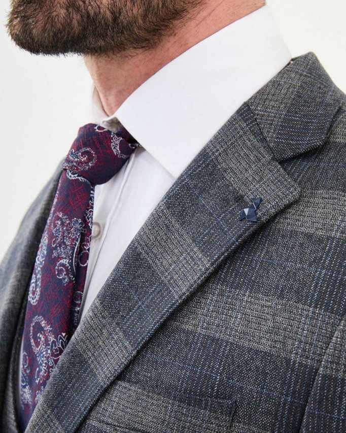 Classic Grid Men Suit 3 Pieces Jacket Pant Vest Peaked Lapel Single Breasted Casual Business Occasion Party Daily Wear Customized