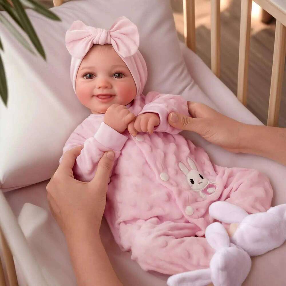 Reborn - 17" Cute Soft Vinyl Realistic Doll Poseable Smiling Real Life Baby Dolls with Accessories For Kids 3+ 26H0209