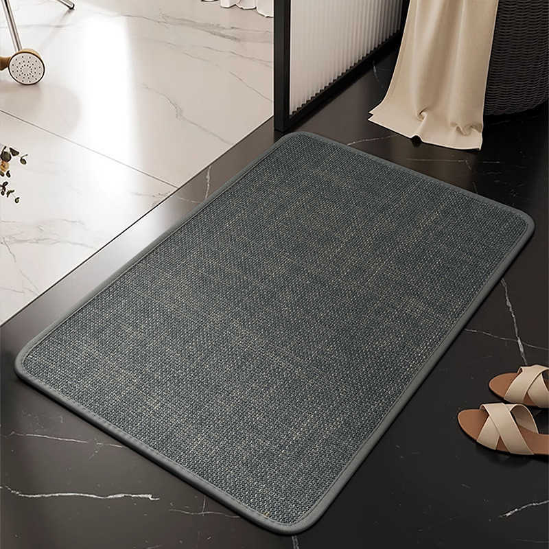 Imitation Linen Bathroom Non-Slip Mat Water-Absorbent Floor Mat for Washroom Dirt-Resistant and Anti-Fall Carpet Toilet Door Mat S260207