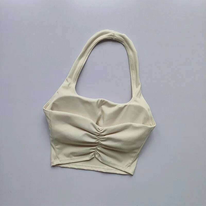 2023 New Sexy Halter Padded Athletic Sport Women less Yoga Crop Top Bra Workout Tops Gym Fitness Sports Bras 26Y0209
