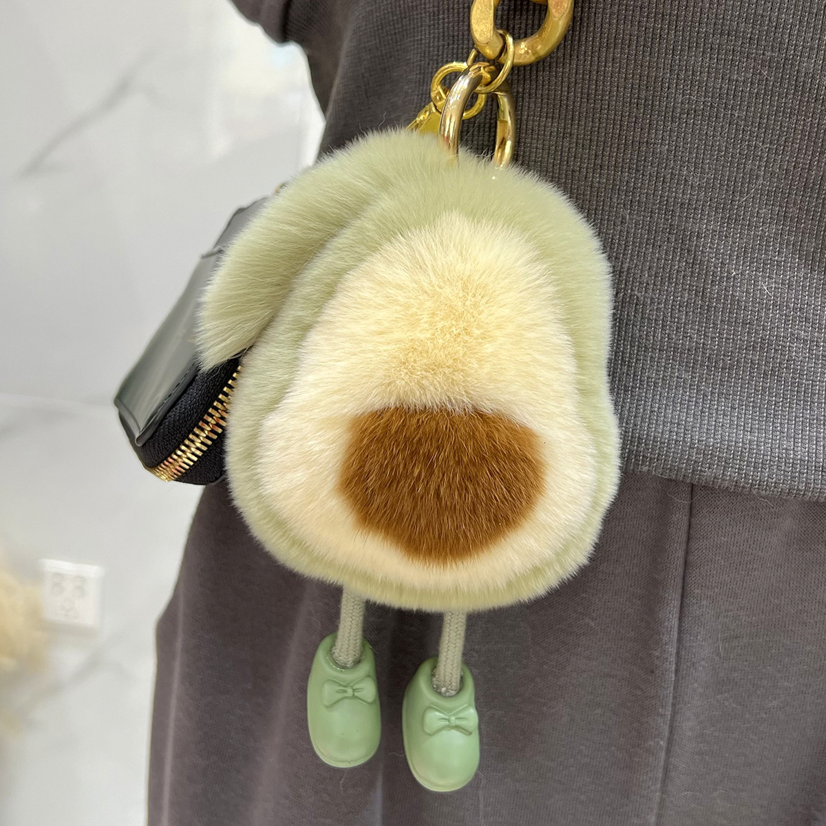 Cute Rabbit Fur Avocado Car Keychain Pendant Ins Internet Celebrity Plush Doll Backpack Decoration Gift