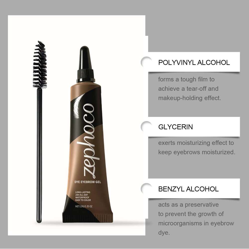 zephoco Anti-Smudge Eyebrow Tinting Cream Black - Smooth texture, easy to apply, creates voluminous, three-dimensional, natural-looking eyebrows