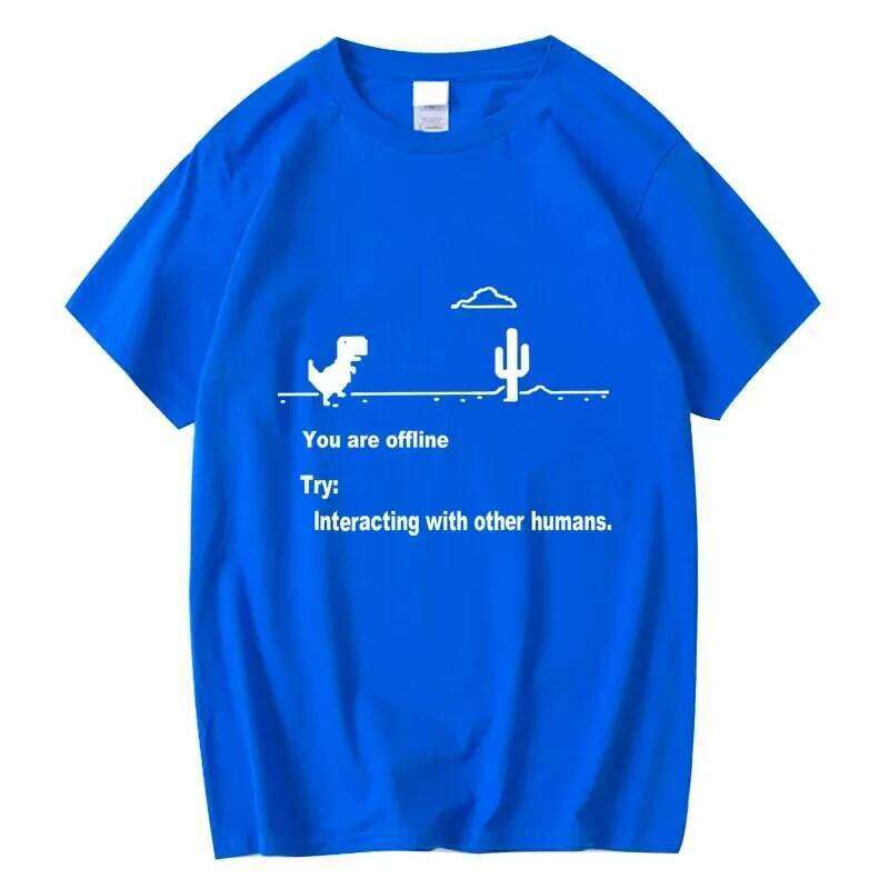Men's High Quality 100% Cotton Funny Dinosaur Print T Shirt Loose O-neck Men Tshirt Short Sleeve T-shirt Male Tees Tops X260209