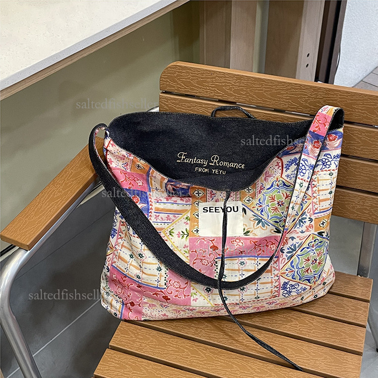 2026 Chinese Style Luxury Double-sided Canvas Bag Versatile Women's Dual-use Commuting Tote Casual Shoulder Bag Large Capacity Portable Shopping 