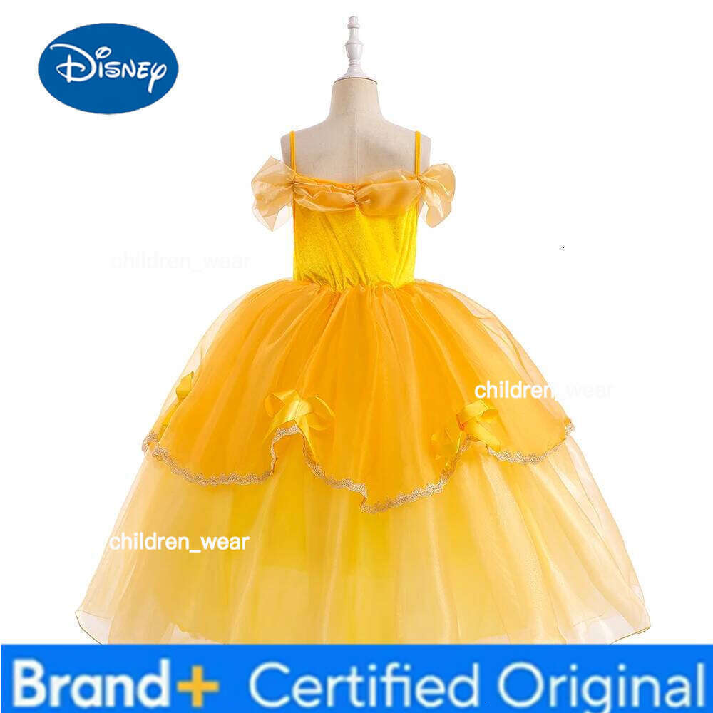 Disney Cosplay Belle Princess Dress for Girls Halloween Costume Rapunzel Beauty and the Beast Carnival Bow Birthday Party Kids Costumes H260209 - view 3