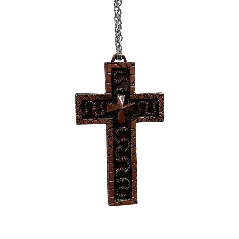With Secret Compartment Cross Necklace Vintage Gothic Punk Hidden Thanos Squid Openable Pendant Locket Neck Chain Choker Game 260124