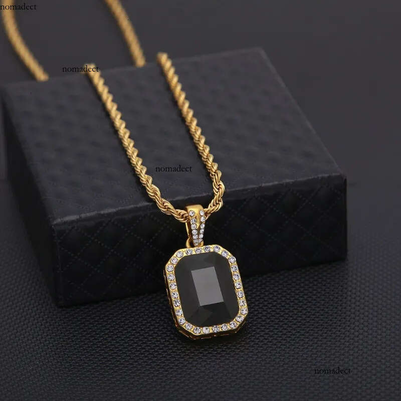 Mens Mini Ruby Pendant Necklace Gold Cuban Link Chain Fashion Hip Hop Necklaces Jewelry for Men 33