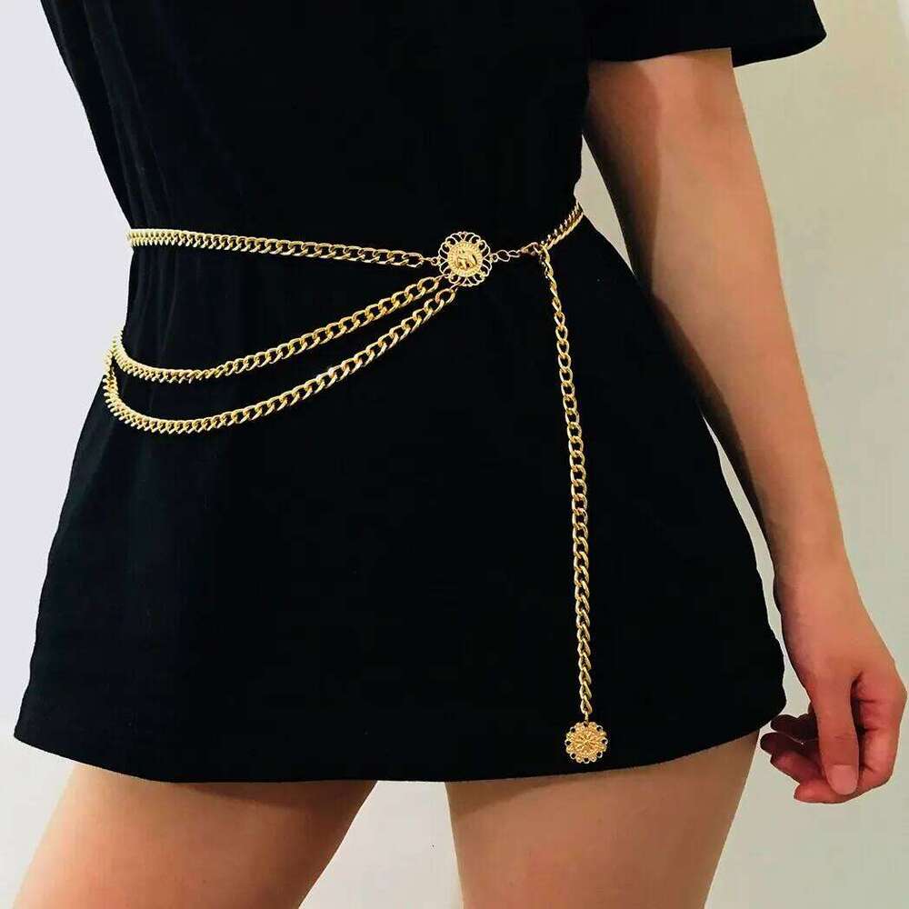 Boho Sexy Sunflower Queen Head Coin Tassel Pendant Waist Belly Belt Chain Women Summer Bikini Rave Body Jewelry Y2K Accessories X260209
