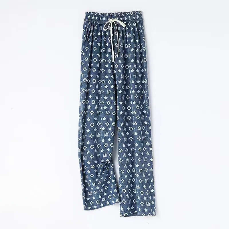 Ice Silk Jeans for Women Summer Printed Straight Casual Thin Loose Draped High Waist Wide Leg Pants 723 H260209