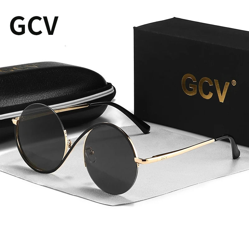 GCV AvantGarde Personality Women Female Gorgeous Sunglasses Round Frame Glasses Fashion Punk Style Metal 260206