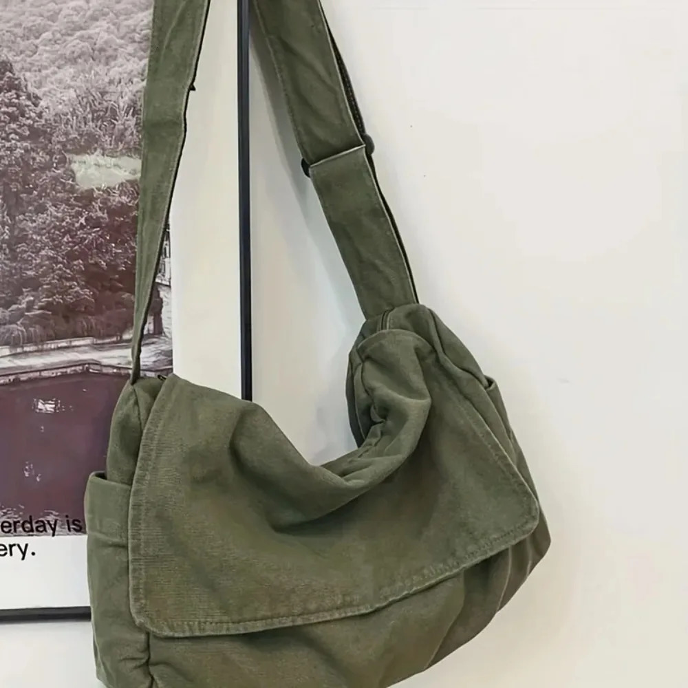Womens Messenger Bag Vintage Handbag Canvas Teenager Shoulder Tote Bags Casual Crossbody Handbags 260208
