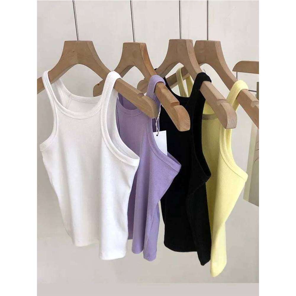 2024 Tank Tops Sexy Cropped Top Female Summer Camisole Camis Black White Sport Clothes For Women 26Y0209