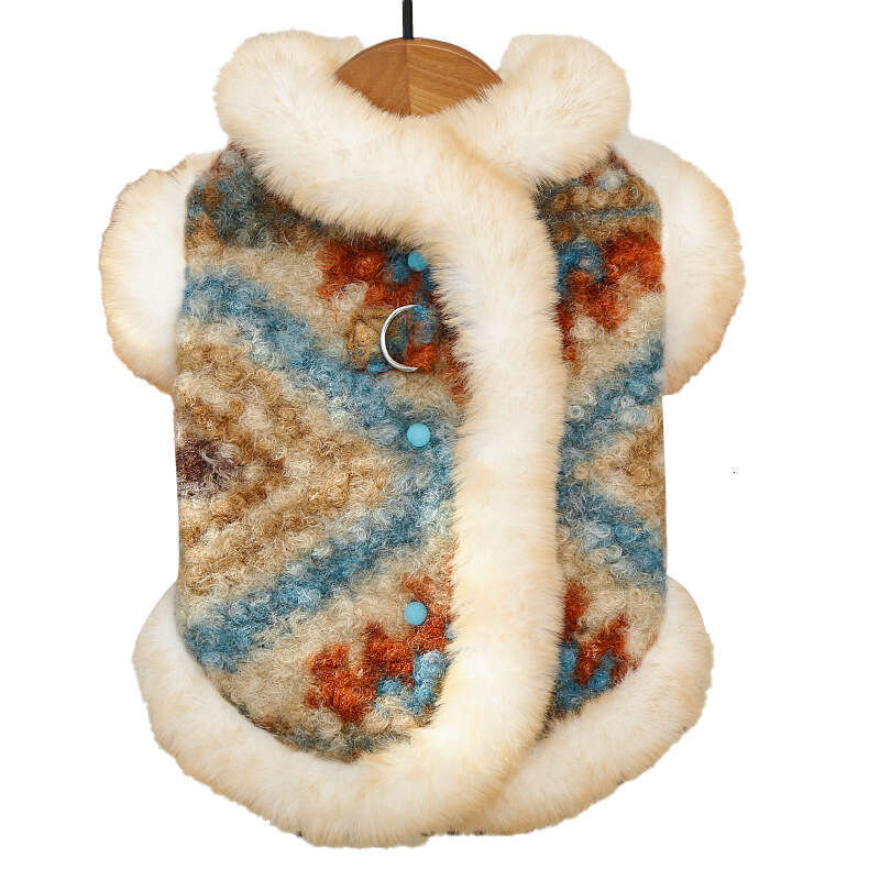 Autumn Winter New Pet Clothes Fair Isle Double Layer Fleece Cardigan Vest Outdoor Supplies Bichon Teddy Dog Coat cat clothes