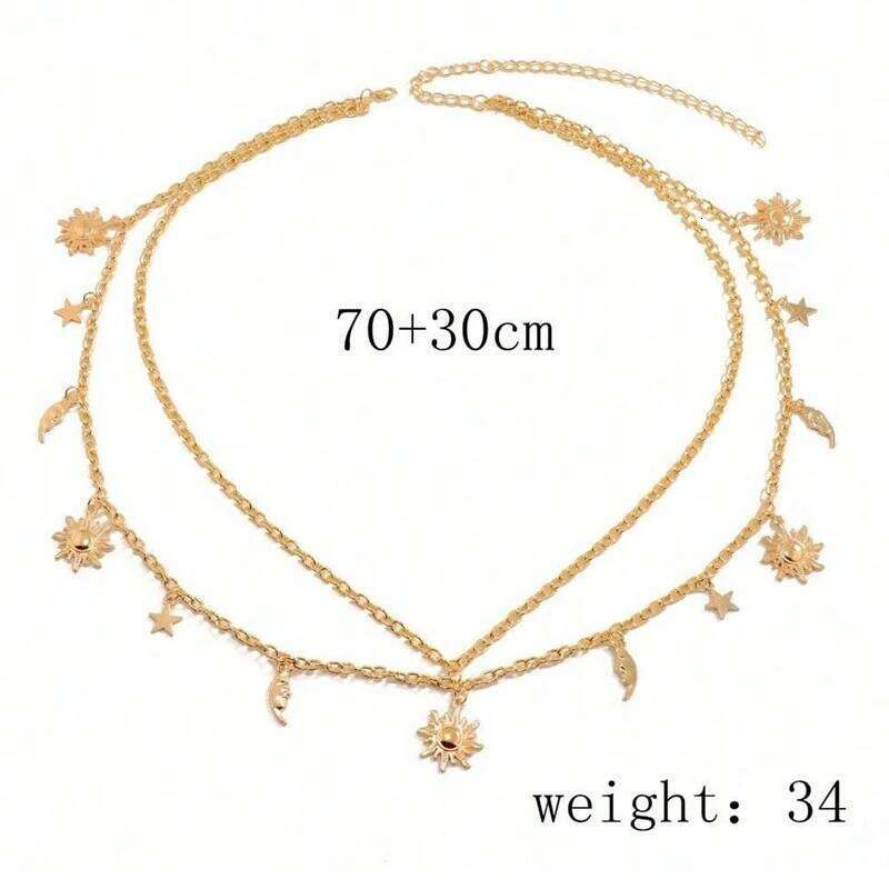 New Fashion Sexy Jewelry Versatile Star Moon Sun Pendant Tassel Belly Waist Chain For Women Dress Accessories X260209
