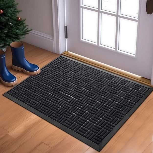 Loop Pile Embossed Rubber Doormat Foot Scraper Mud Cleaner Wear-resistant Simple Door Mat Non-slip Dirt-resistant Entryway Entrance Mat S260207