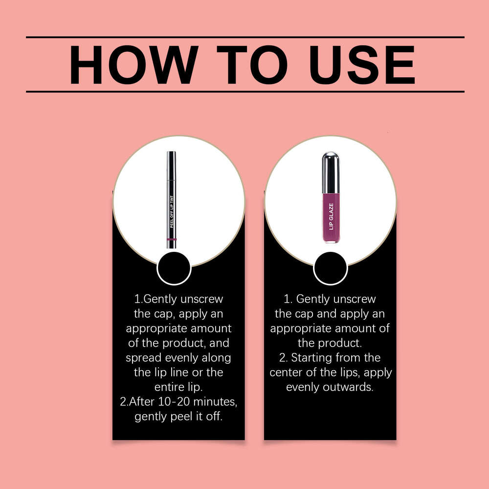 zephoco Purple Red Peel-Off Liner and Glaze Set Matte Texture Gentle Feel Fashionable Lip Color