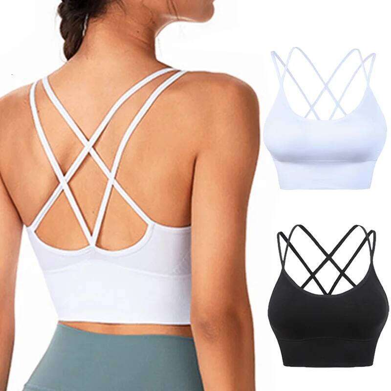 Wirefree Bra Women's Sexy Shockproof Fitness Crisscross Brassiere Training Sports Running Yoga Tank Tops Sportswear 26Y0209