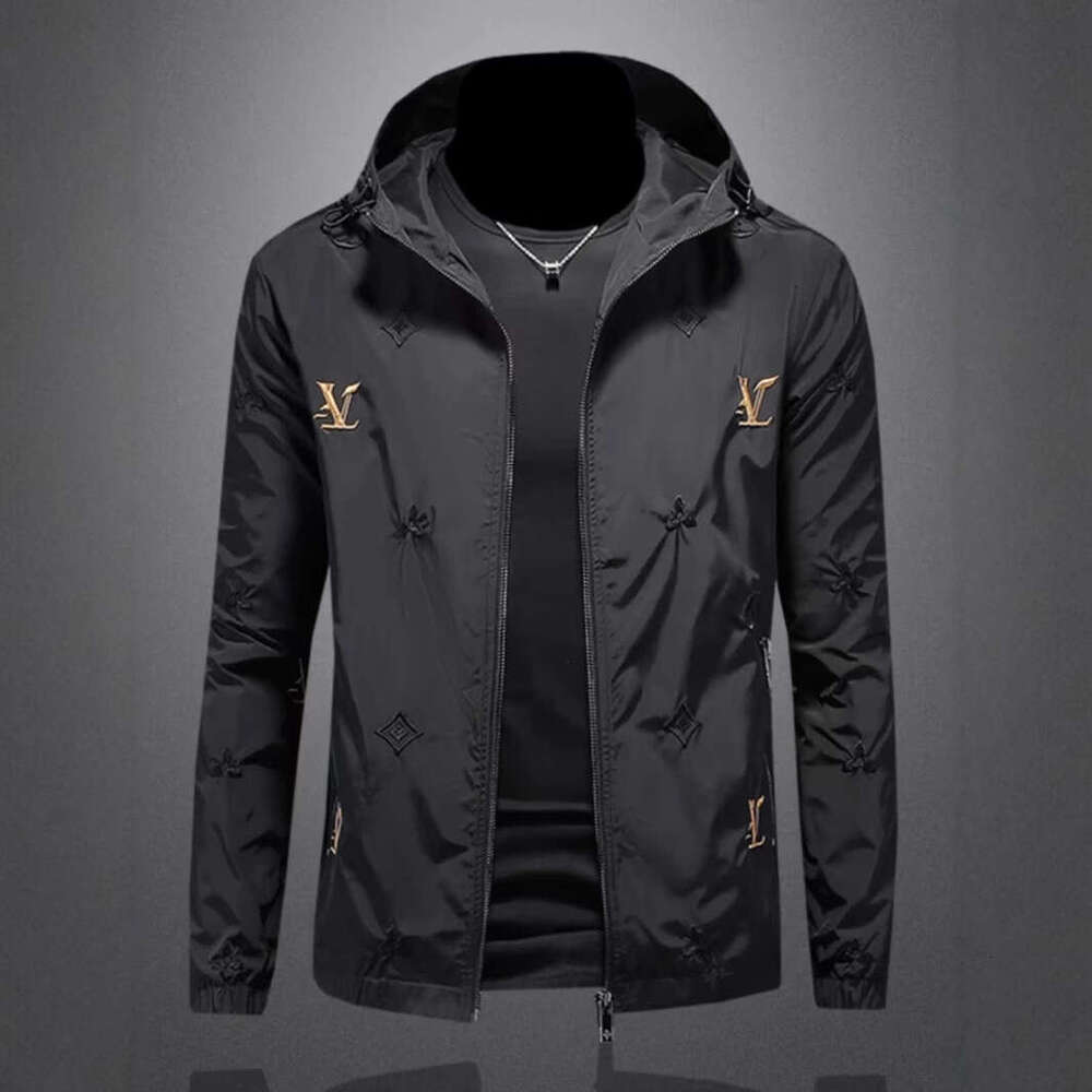 European Men's Fashion Hooded Embroidery 2025 Spring New Jacket