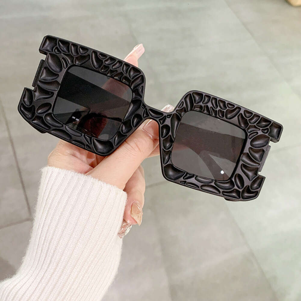 Sunglasses Bold Textured Square Frame UV Protection Trendy Eyewear Perfect for Street Style & Holiday Looks