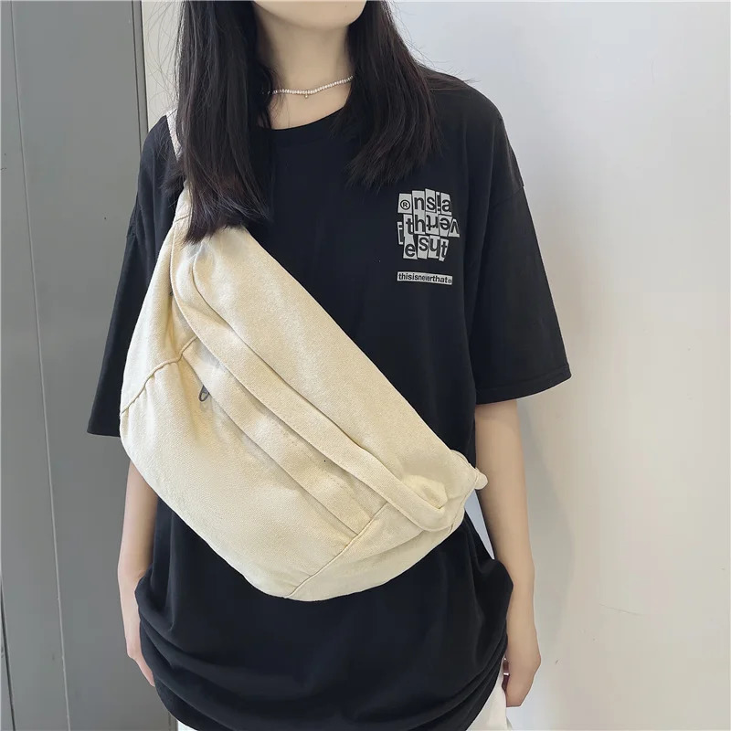 Fashion Trend Waist Bags Unisex Canvas Chest packs Phone Pack Street Hip hop Belt Bags Large capacity Ladies Crossbody Chest Bag 260130