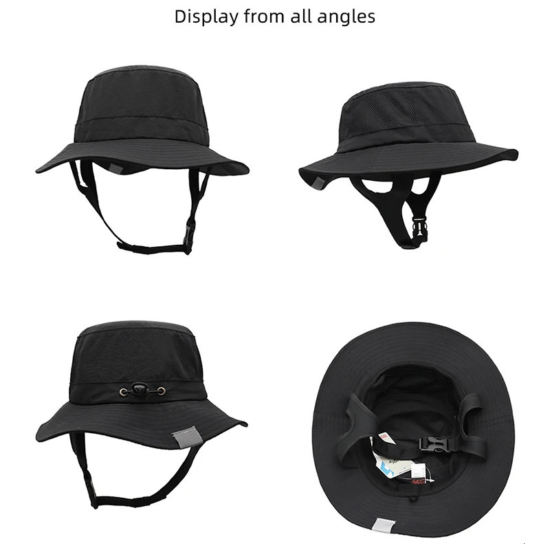 UPF50 Beach Surf Bucket Hat Mesh Breathable Sun Hat Men Women Outdoor Fishing Cap Chin Adjustable Cap Water Sport Cap Sombrero 260204
