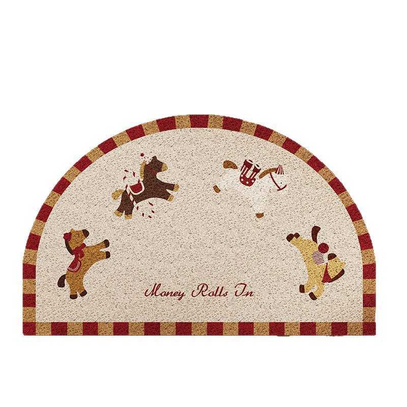 Entrance door mat with silk loops suitable for home use can be cut to size Year of the Horse anti-slip mat dirt-resistant and dirt-trapping foot mat S