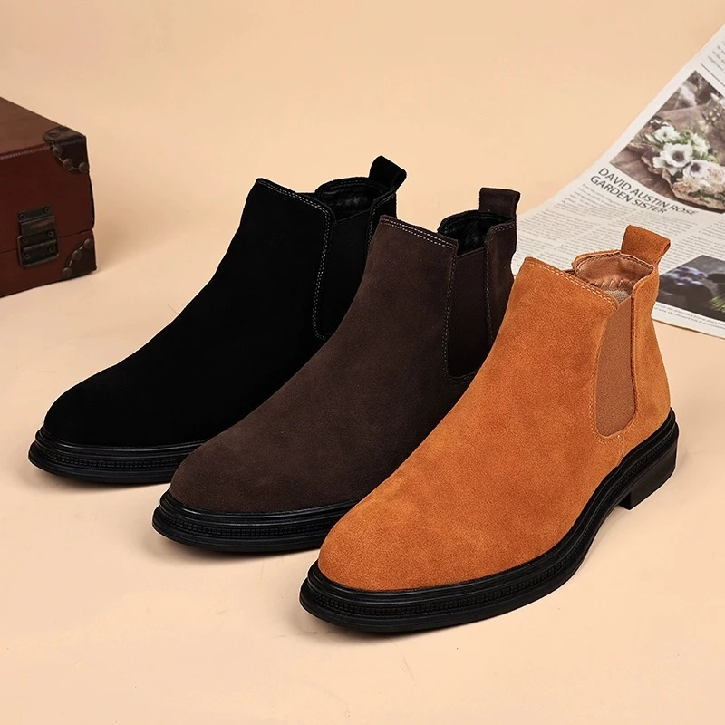 Mens Chelsea Boots Genuine Leather 2025 Autumn Winter Trend Thicksoled Men Ankle Allmatch Marton 260208