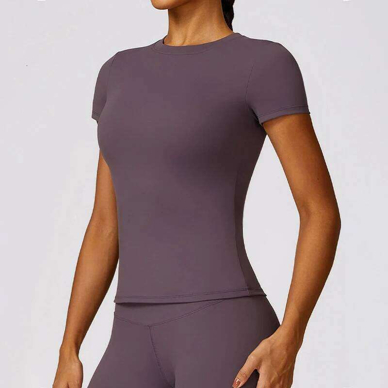 Women's Sports T Shirt Summer Short Sleeve Running Round Neck Breathable Stretchy GYM Yoga Slim Fitness Active Top Tee 26Y0209