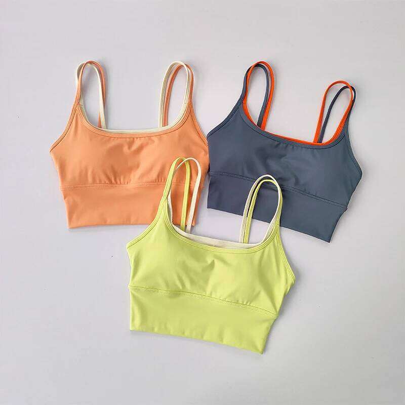 Sports Women Summer Shock-absorbing Gathering Double Breast Strap Yoga Vest Quick Drying Anti Sagging Shaping Fitness Bra 26Y0209