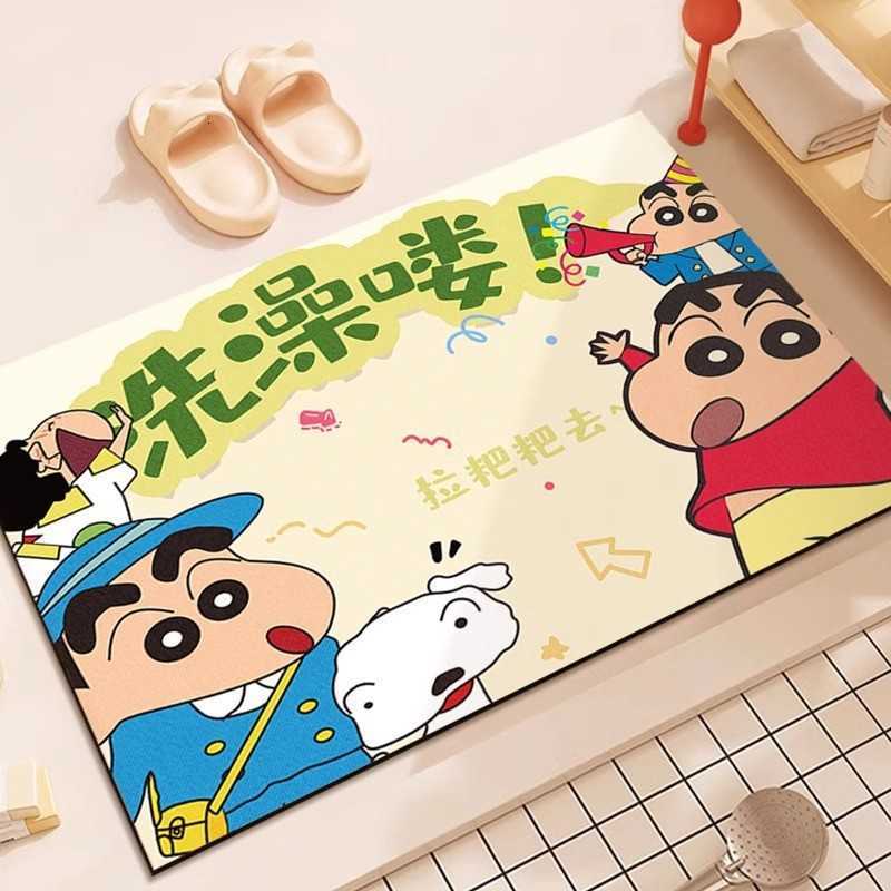 Bathroom Mat Crayon Shin-chan Non-Slip Water-Absorbent Quick-Dry Foot Mat Diatomaceous Earth Toilet Washroom Carpet S260207