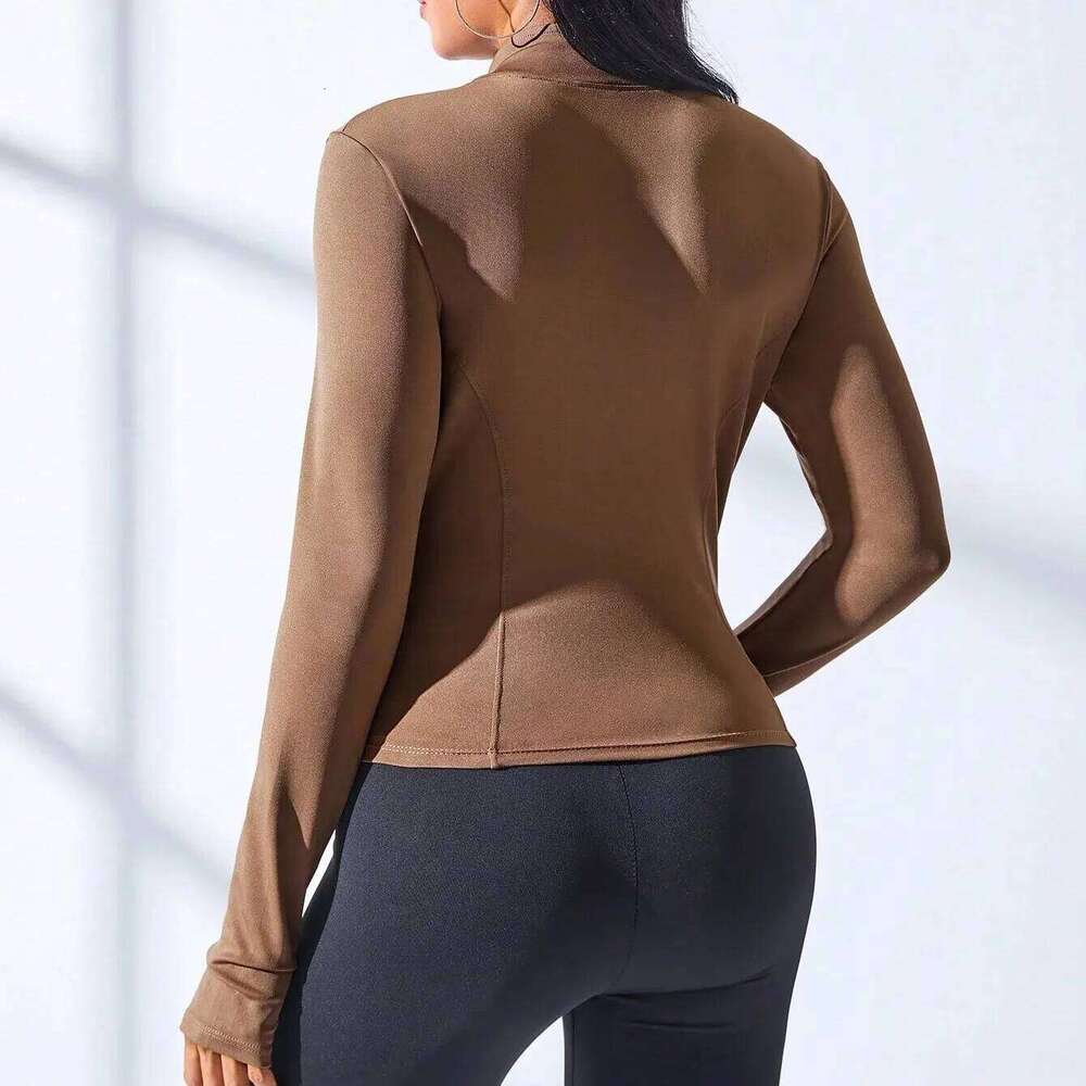 2024 New Coat Short Sports WOMEN'S Fitness Clothes Slimming Body Sculpting Zipper Yoga 26Y0208