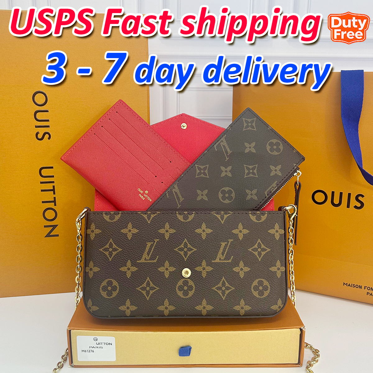 Designer Bag Pochette Felicie Shoulder Bag 3 in-1 Luxury Bag Top Women's handbag Purse Classic Brown Printed Hasp Chain bag M81896 Fashion Cowhide Crossbody bag