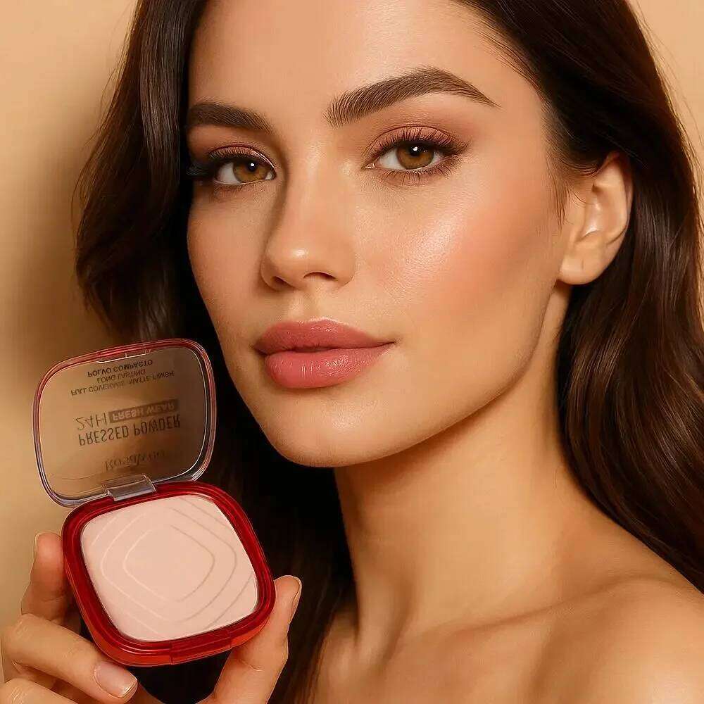 Oil Control Pressed Powder Waterproof Matte Full Coverage 24H Long Lasting Weightless Non Caking Finishing Foundation 26Li0209