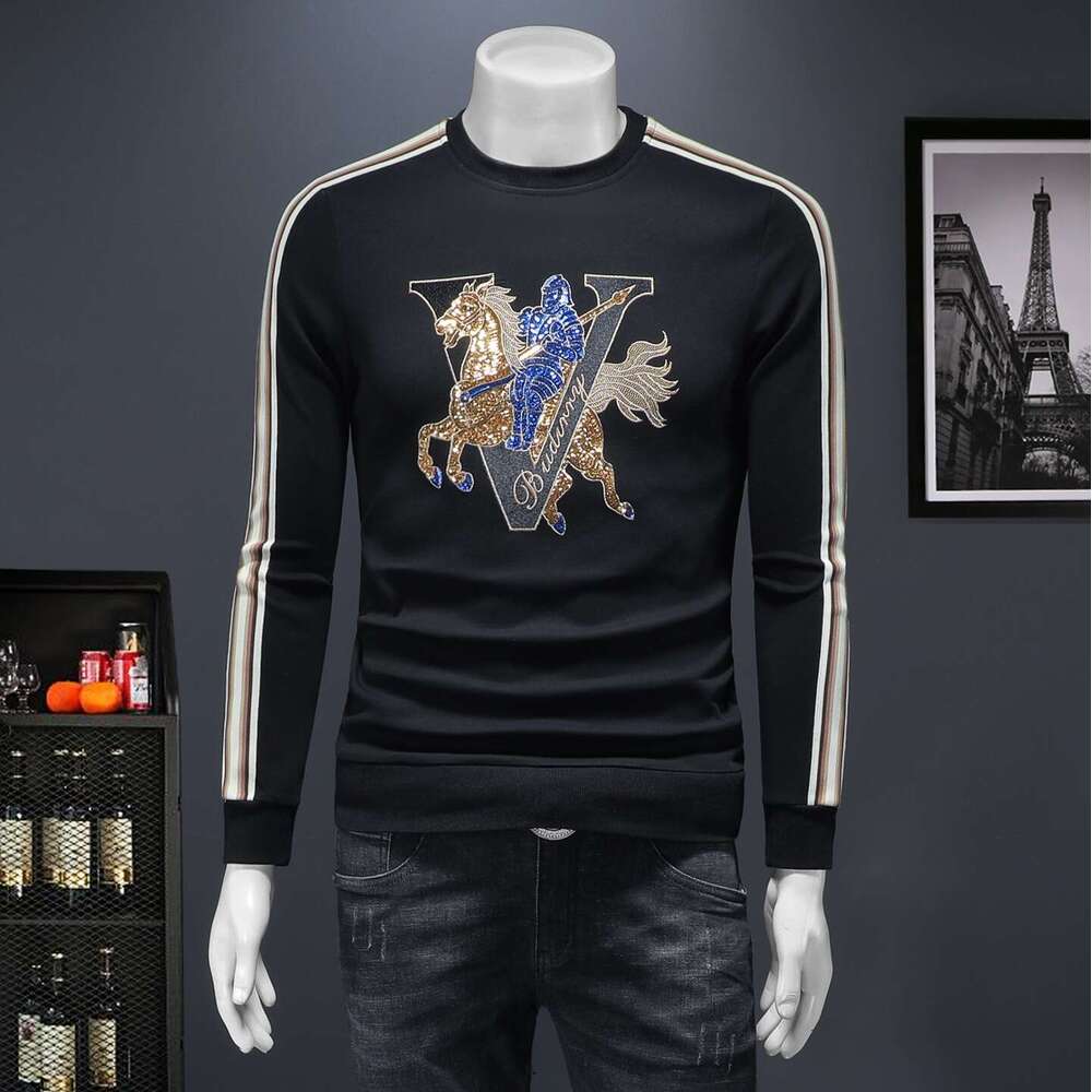 European Brand Sweatshirt Crew Neck Base Shirt New Autumn Embroidery Versatile Casual Men's Top