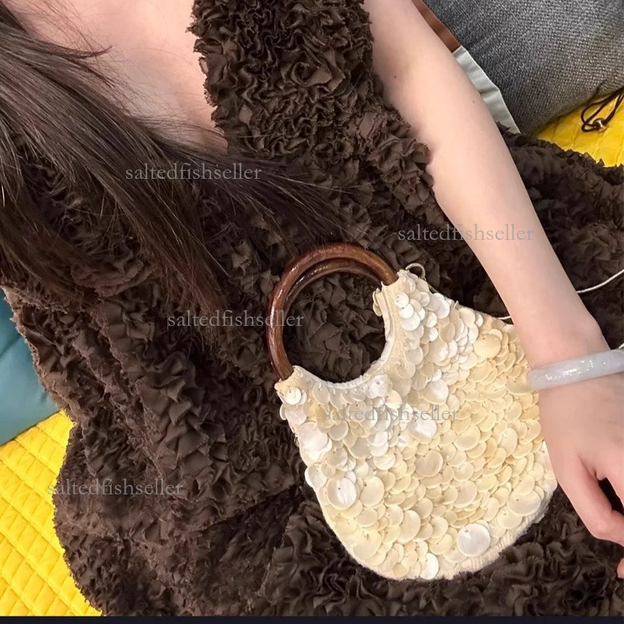 2026 Luxury Premium Handmade Women's Shell Bag Fashion Glitter Simple Fairy Handheld Women's Bag Trendy Temperament Buckle Dinner Bag Mini L
